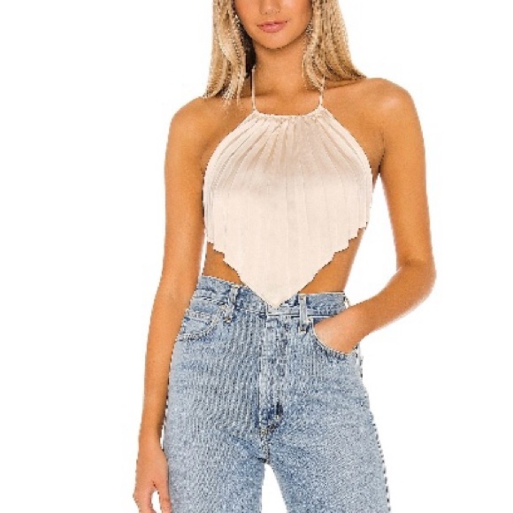 Super down Elegant Cream Halter Top